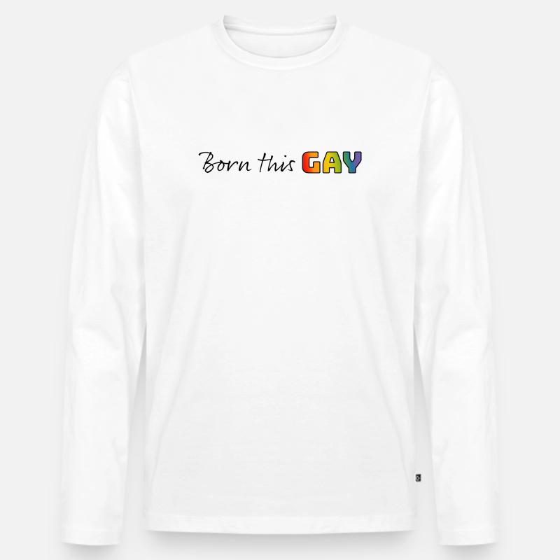 Regenbogen born this gay - Männer Premium Bio Langarmshirt - Weiß