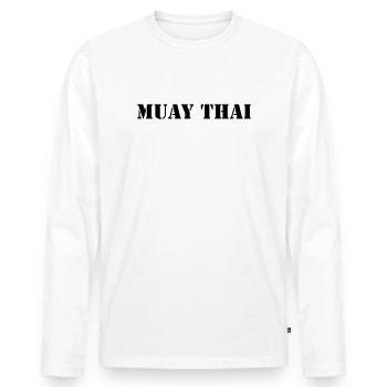 MUAY THAI - Männer Premium Bio Langarmshirt - Weiß - Vorne - Nico (187cm)