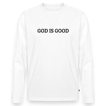 God Is Good, Foi Chrétienne - T-shirt manches longues Premium bio Homme - blanc - Devant - Nico (187cm)