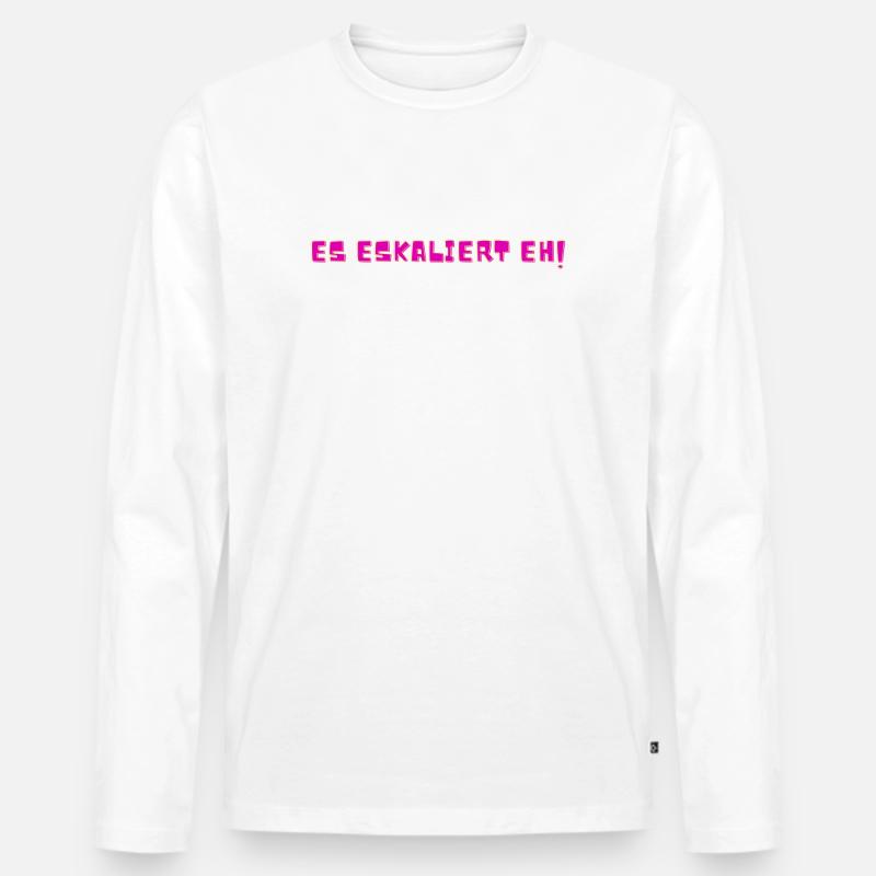 Es eskaliert eh! - Männer Premium Bio Langarmshirt - Weiß