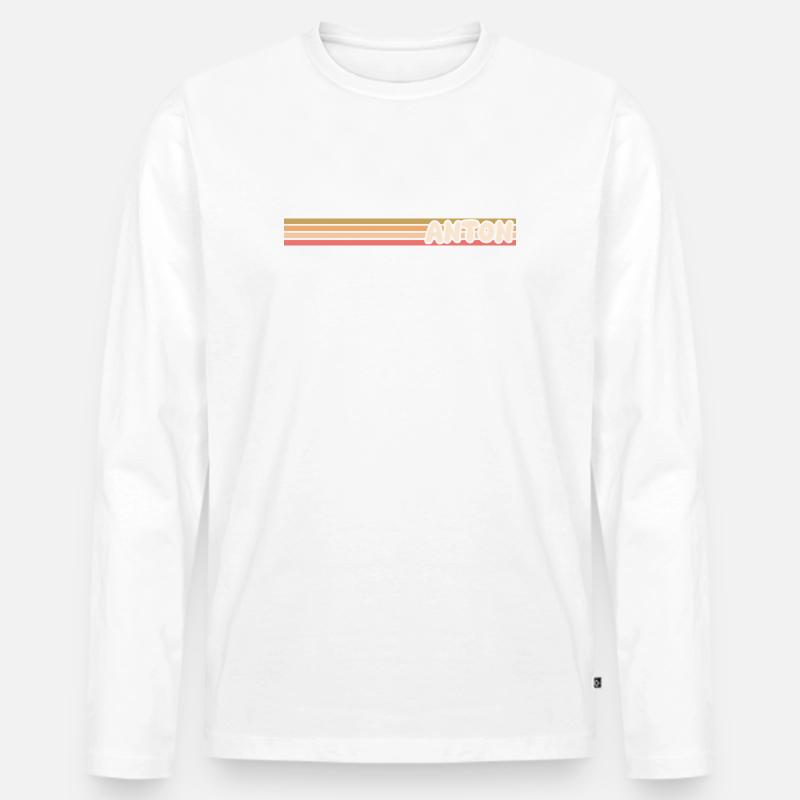 Nostalgisches Retro-Design mit Namen Anton - Männer Premium Bio Langarmshirt - Weiß