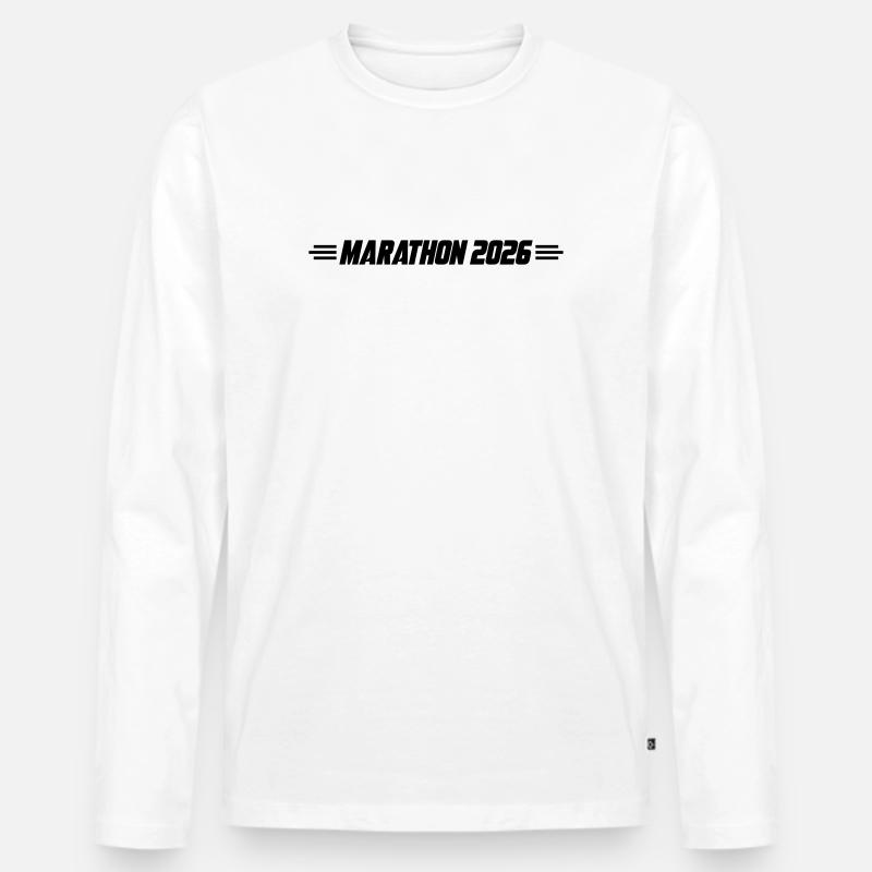 Marathon 2026 - Männer Premium Bio Langarmshirt - Weiß