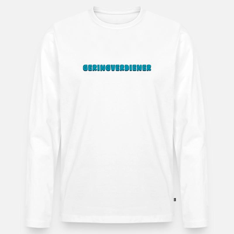 Geringverdiener - Männer Premium Bio Langarmshirt - Weiß