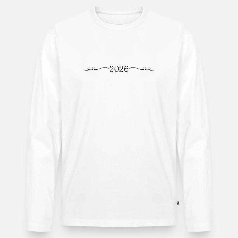 2026 Ornament - Männer Premium Bio Langarmshirt - Weiß