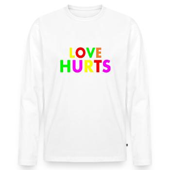 Love hurts - Men's Premium Organic Long Sleeve Shirt - white - Front - Nico (187cm)