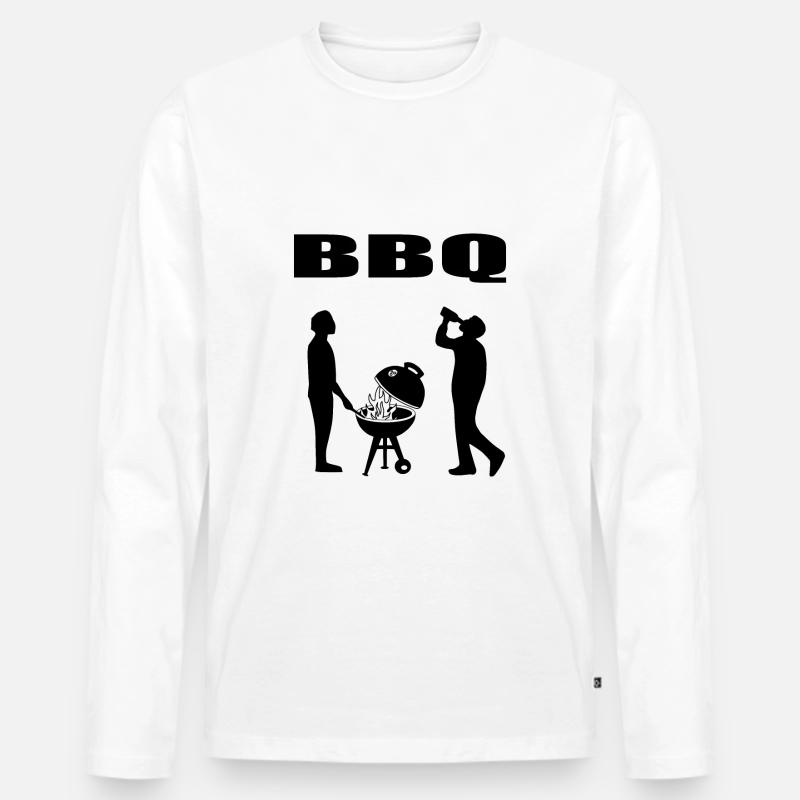 BBQ - Männer Premium Bio Langarmshirt - Weiß