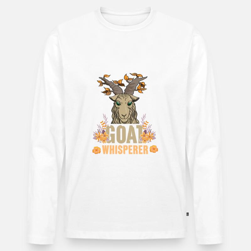 Goat Whisperer Funny Goat - Männer Premium Bio Langarmshirt - Weiß