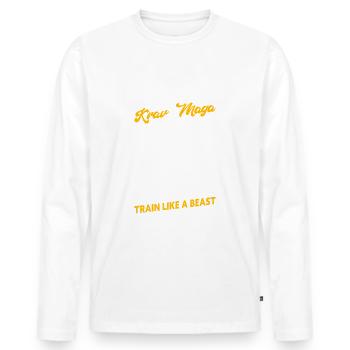 Krav Maga Train Like A Beast - Men's Premium Organic Long Sleeve Shirt - white - Front - Nico (187cm)
