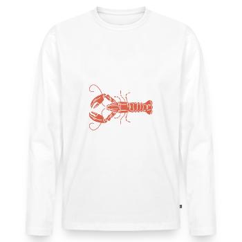 Prévisions du week-end Écrevisses avec une chance de bière - T-shirt manches longues Premium bio Homme - blanc - Devant - Nico (187cm)