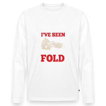 J’ai vu ma main que tu devrais plier drôle poker - T-shirt manches longues Premium bio Homme - blanc - Devant - Nico (187cm)