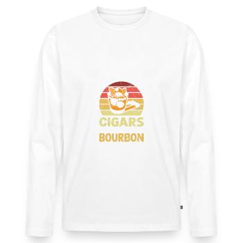 Weekend Forecast Cigars With A Chance Of Bourbon - Männer Premium Bio Langarmshirt - Weiß - Vorne - Nico (187cm)
