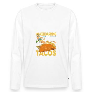 Will Give Wakeboarding Advice For Tacos Funny - Männer Premium Bio Langarmshirt - Weiß - Vorne - Nico (187cm)