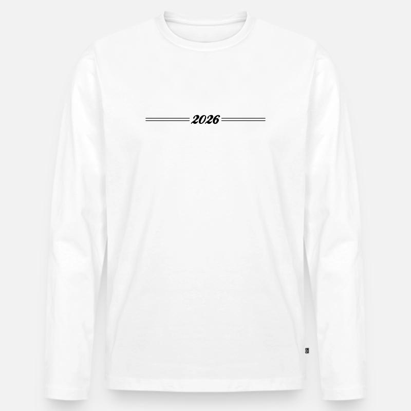 2026 Jahr - Männer Premium Bio Langarmshirt - Weiß