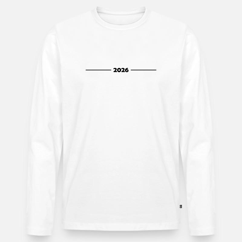 2026 Strich - Männer Premium Bio Langarmshirt - Weiß