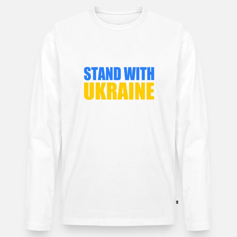 stand with ukraine - Männer Premium Bio Langarmshirt - Weiß