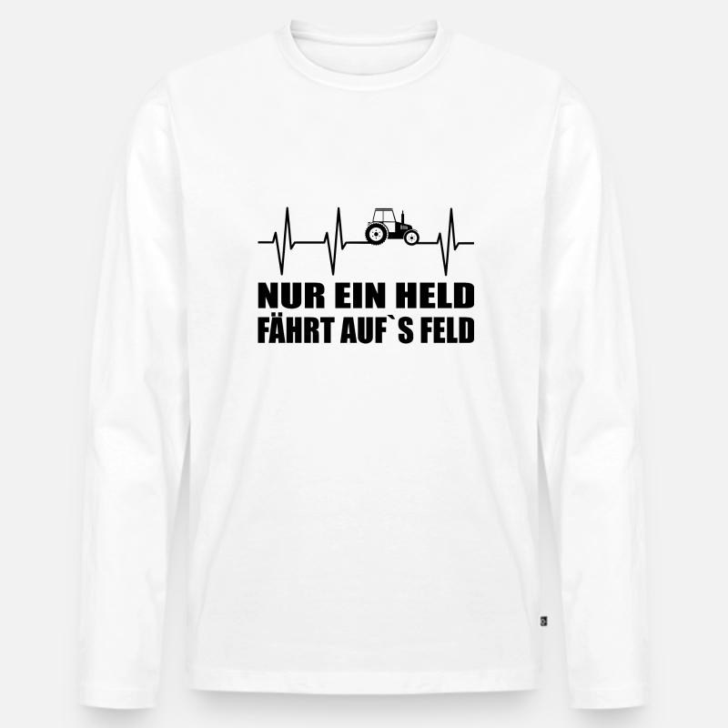 Traktor - Männer Premium Bio Langarmshirt - Weiß
