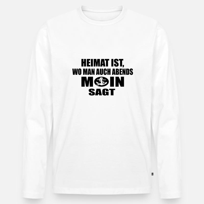 Moin - Männer Premium Bio Langarmshirt - Weiß