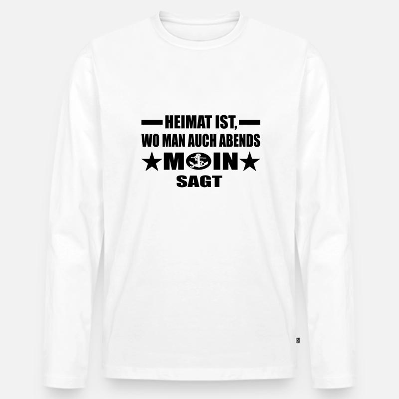 Moin - Männer Premium Bio Langarmshirt - Weiß