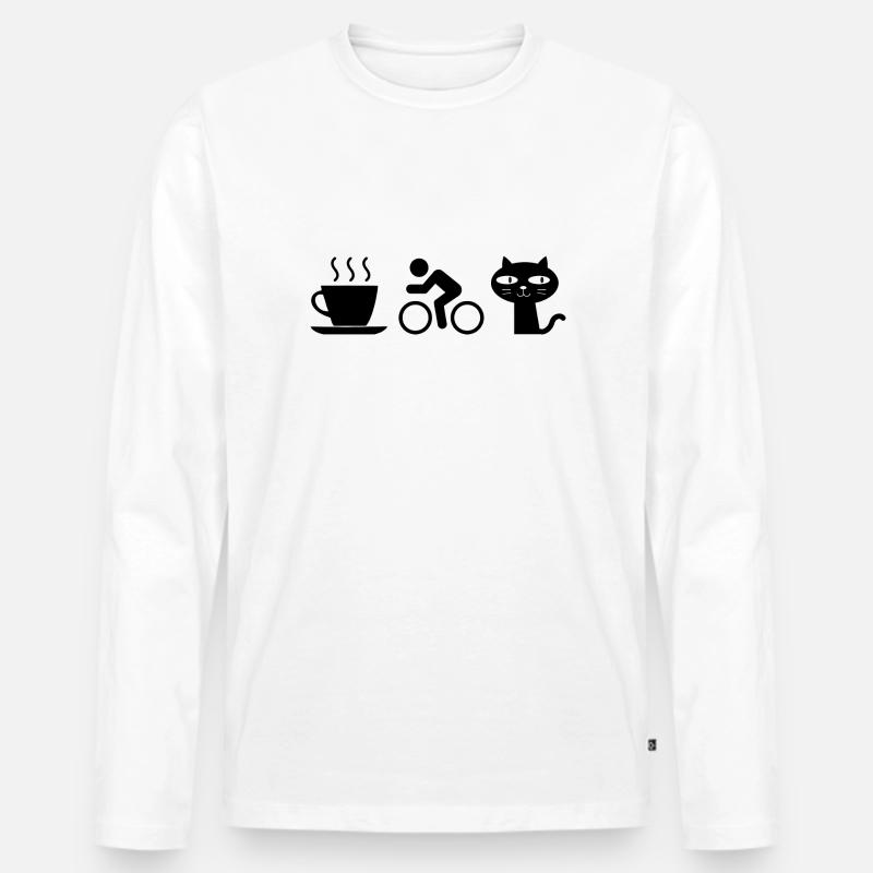 Kaffee. Katzen. Radfahren - Männer Premium Bio Langarmshirt - Weiß