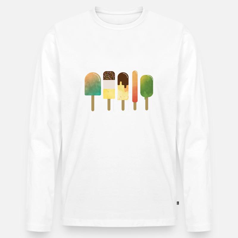 Eiscreme, Eiskrem - Männer Premium Bio Langarmshirt - Weiß