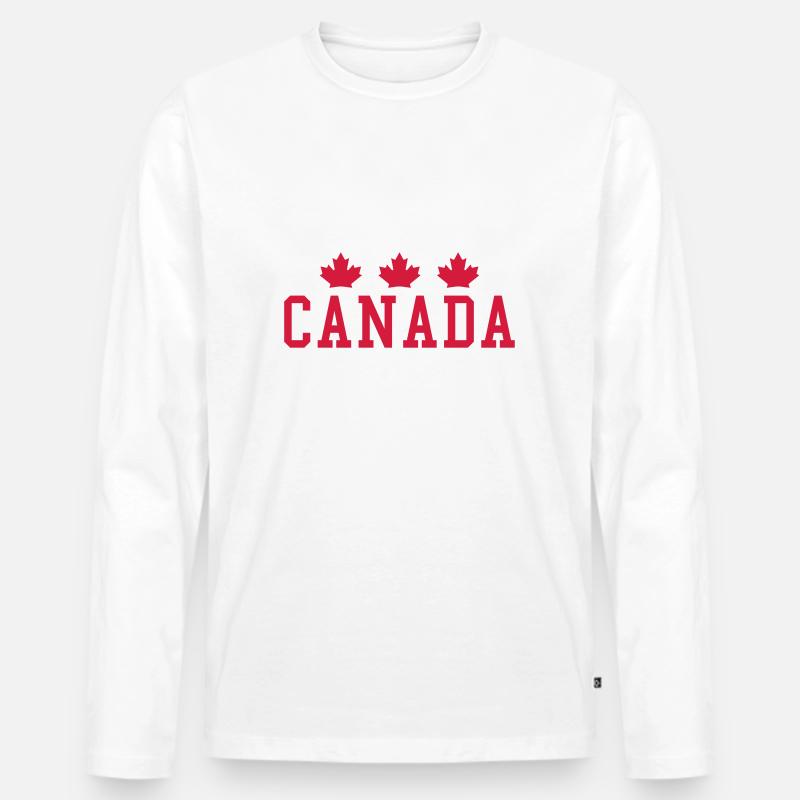 Canada Maple - Männer Premium Bio Langarmshirt - Weiß