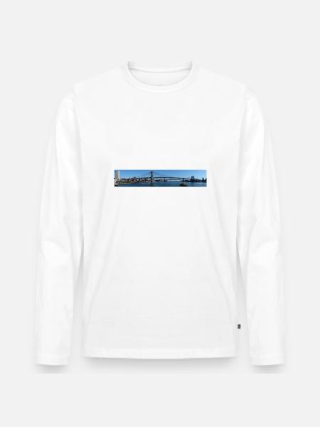 Brücke über ruhiges Wasser - Mannen Premium Bio shirt met lange mouwen - wit