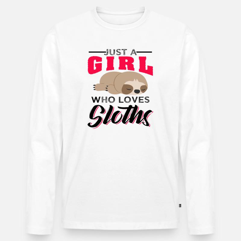 Funny Sloth Quotes - Männer Premium Bio Langarmshirt - Weiß
