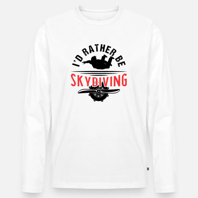 I'd Rather Be Skydiving - Männer Premium Bio Langarmshirt - Weiß