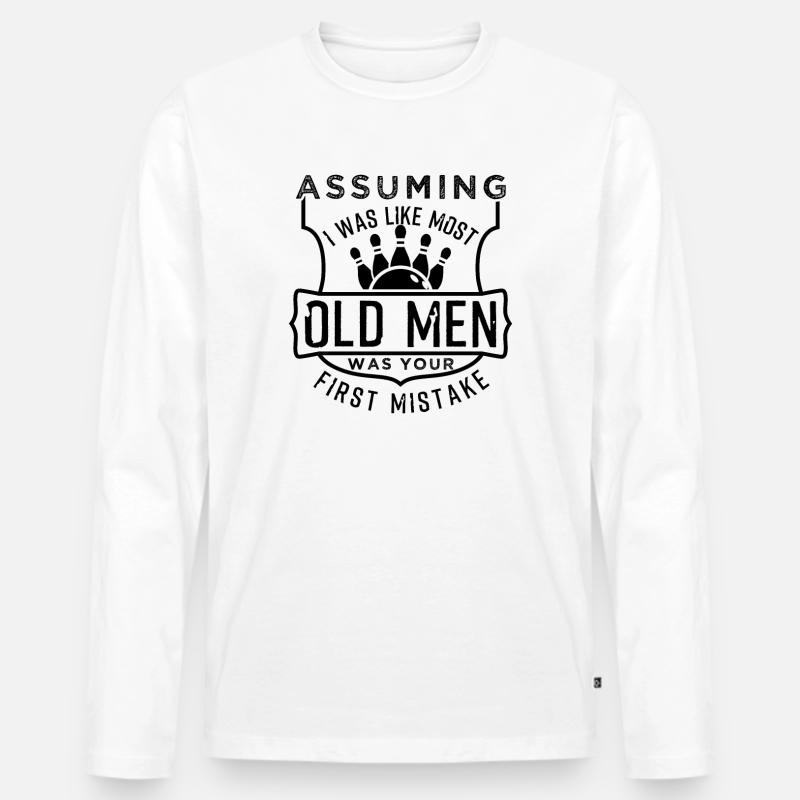 Bowling Cool Old Men - Männer Premium Bio Langarmshirt - Weiß