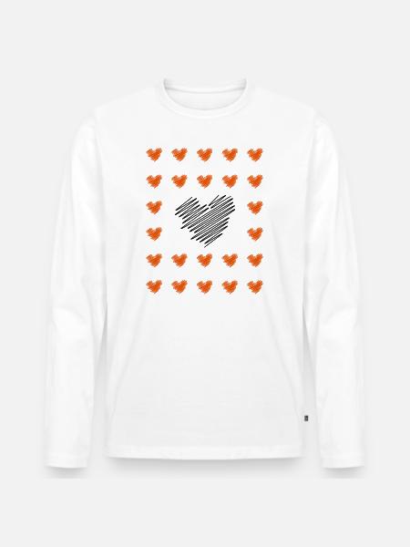 Hearts everywhere - Men's Premium Organic Long Sleeve Shirt - white