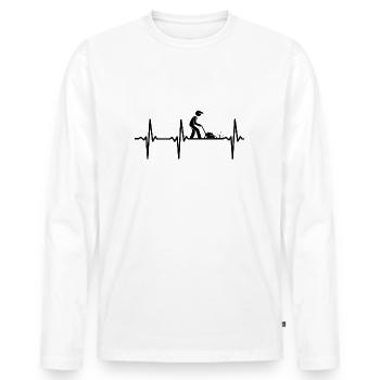 Heartbeat mowing lawn - Men's Premium Organic Long Sleeve Shirt - white - Front - Nico (187cm)