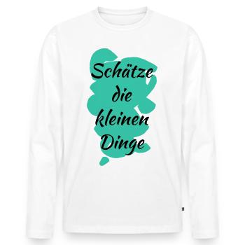Schätze die kleinen Dinge - Männer Premium Bio Langarmshirt - Weiß - Vorne - Nico (187cm)