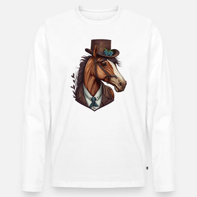 Elegantes Pferd - Männer Premium Bio Langarmshirt - Weiß