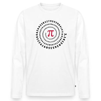 pi mathématiques π science spirale sans fin - T-shirt manches longues Premium bio Homme - blanc - Devant - Nico (187cm)
