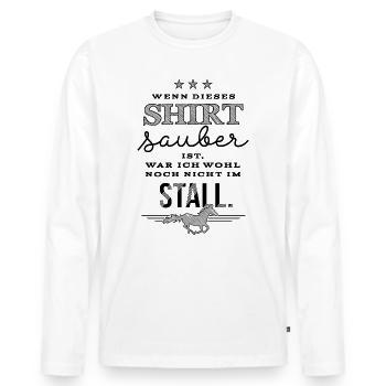 Sauberes Stall Shirt - schwarze Edition - Männer Premium Bio Langarmshirt - Weiß - Vorne - Nico (187cm)