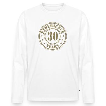 30 ans d’expérience - T-shirt manches longues Premium bio Homme - blanc - Devant - Nico (187cm)