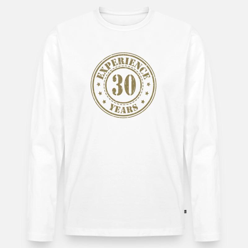 30 Jahre Erfahrung - Männer Premium Bio Langarmshirt - Weiß