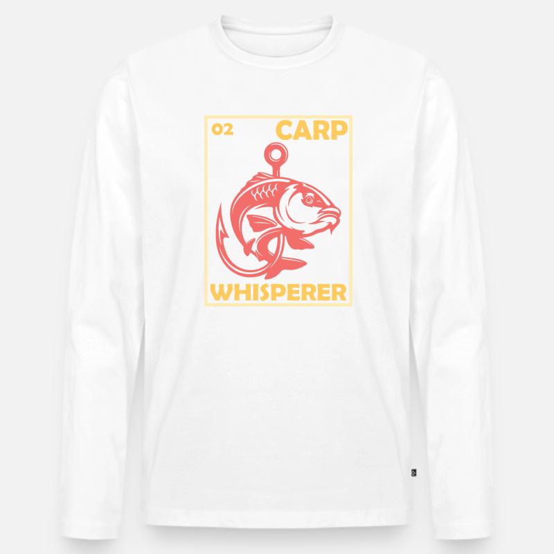 Carp Whisperer- Karpfen Flüsterer - Männer Premium Bio Langarmshirt - Weiß