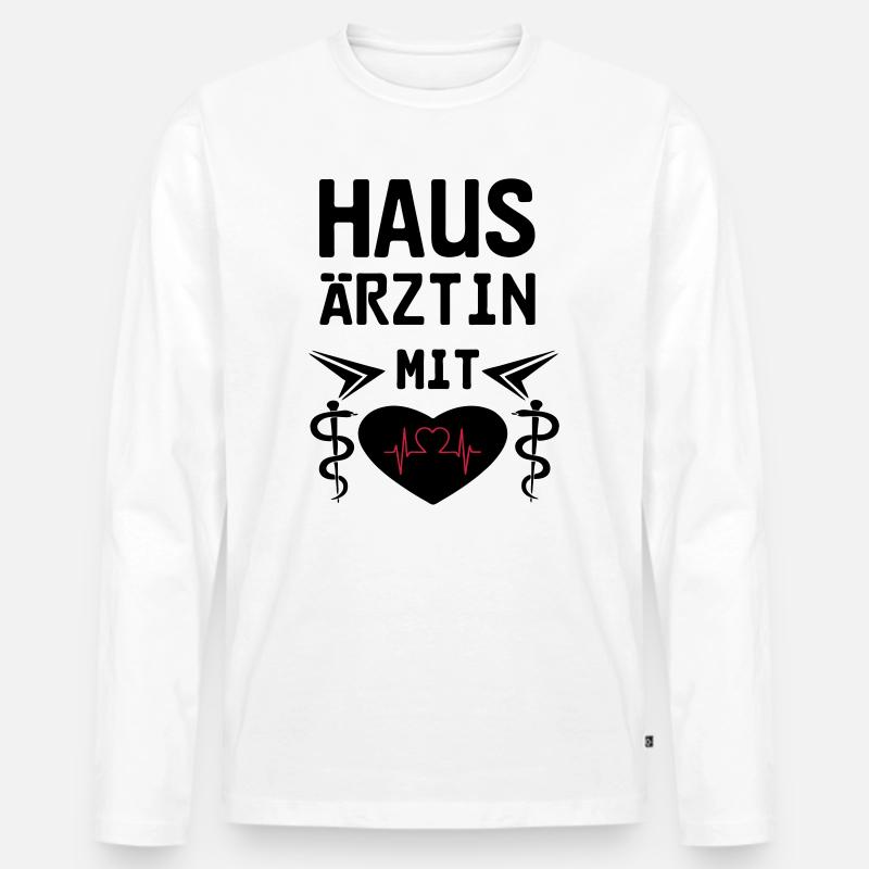 Hausärztin mit Herz Geschenk - Männer Premium Bio Langarmshirt - Weiß