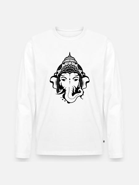 Ganesh, dieu à tête d'éléphant - T-shirt manches longues Premium bio Homme - blanc