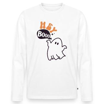 Salut booo - T-shirt manches longues Premium bio Homme - blanc - Devant - Nico (187cm)