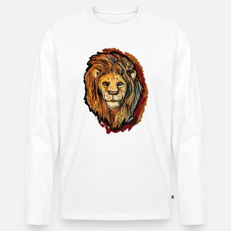 Der Rote Löwe - Männer Premium Bio Langarmshirt - Weiß