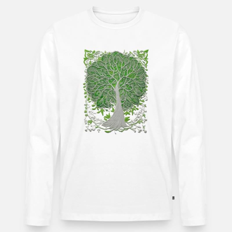 Baum - Männer Premium Bio Langarmshirt - Weiß