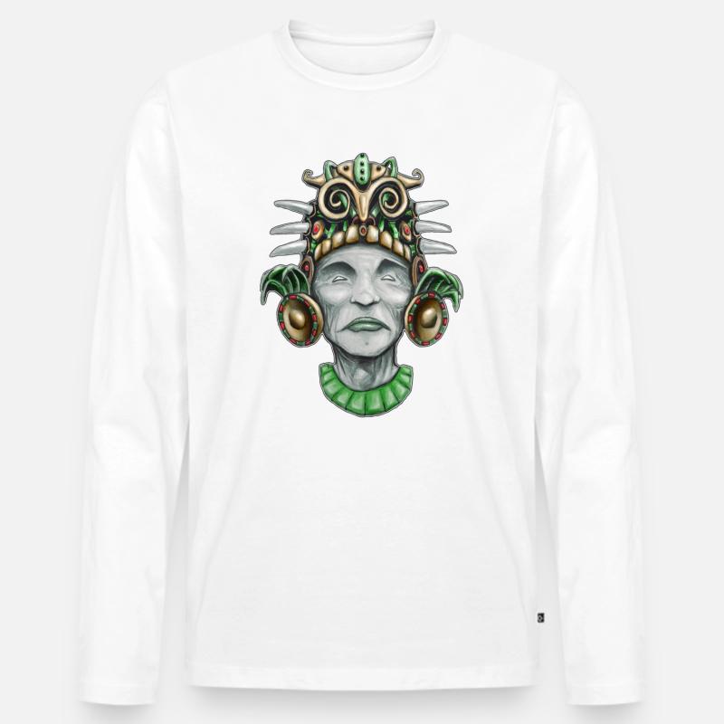 Aztekisch inspirierter Gott 2 - Männer Premium Bio Langarmshirt - Weiß