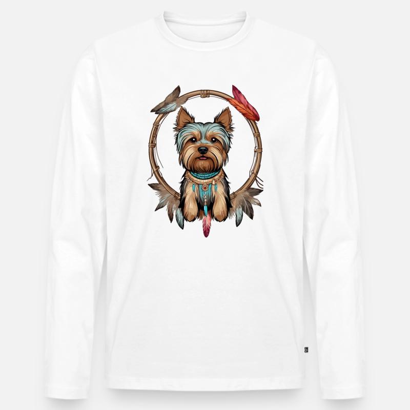 Yorkshire Terrier Traumfänger - Männer Premium Bio Langarmshirt - Weiß