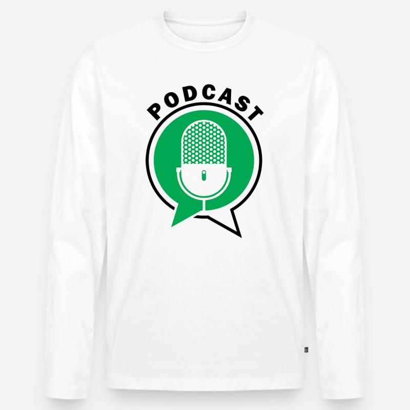 Podcast Mikrofon Sprechblasen - Männer Premium Bio Langarmshirt - Weiß
