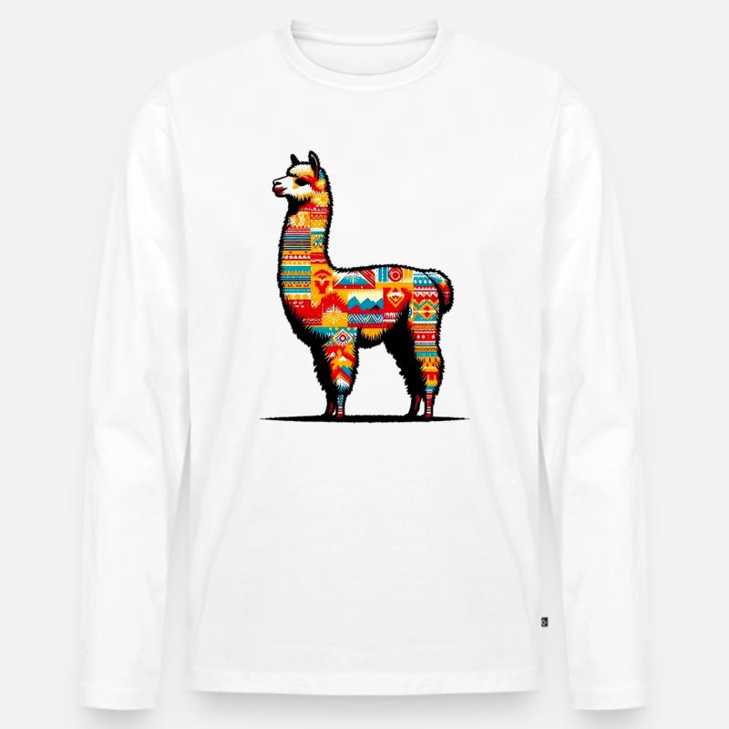Alpaka - Männer Premium Bio Langarmshirt - Weiß