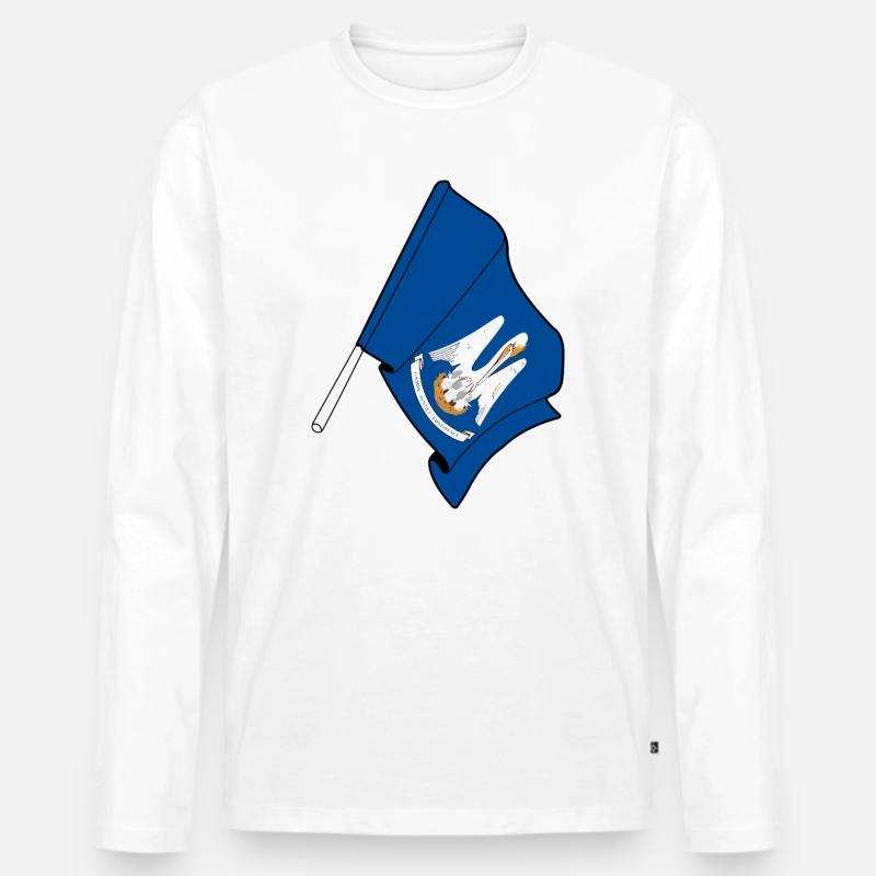 Flagge von Lousiane - Männer Premium Bio Langarmshirt - Weiß