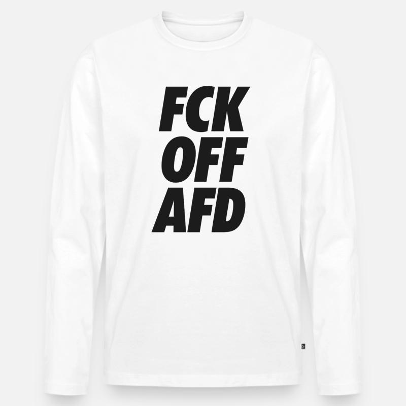 FCK OFF AFD Protest Shirt - Männer Premium Bio Langarmshirt - Weiß