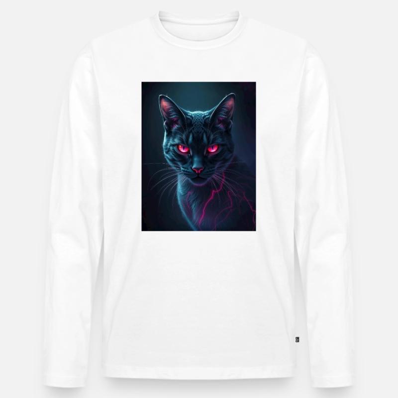 red eye cat - Männer Premium Bio Langarmshirt - Weiß
